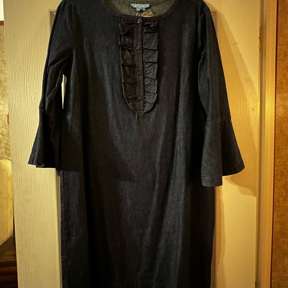 Chambray Ruffle Shift Dress - Picture 2 of 3